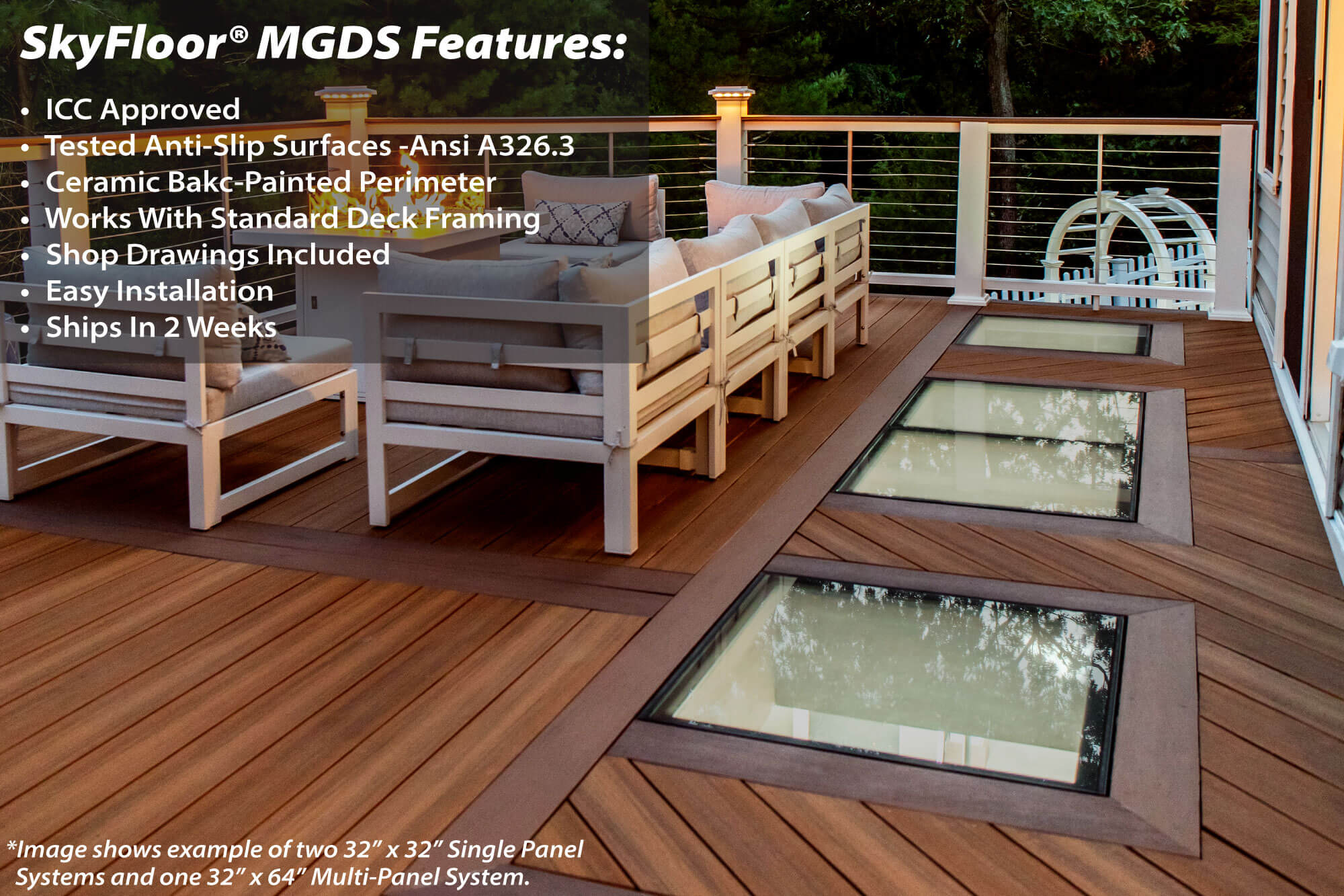 Glass Flooring Panel Rectangular - 32 x 48